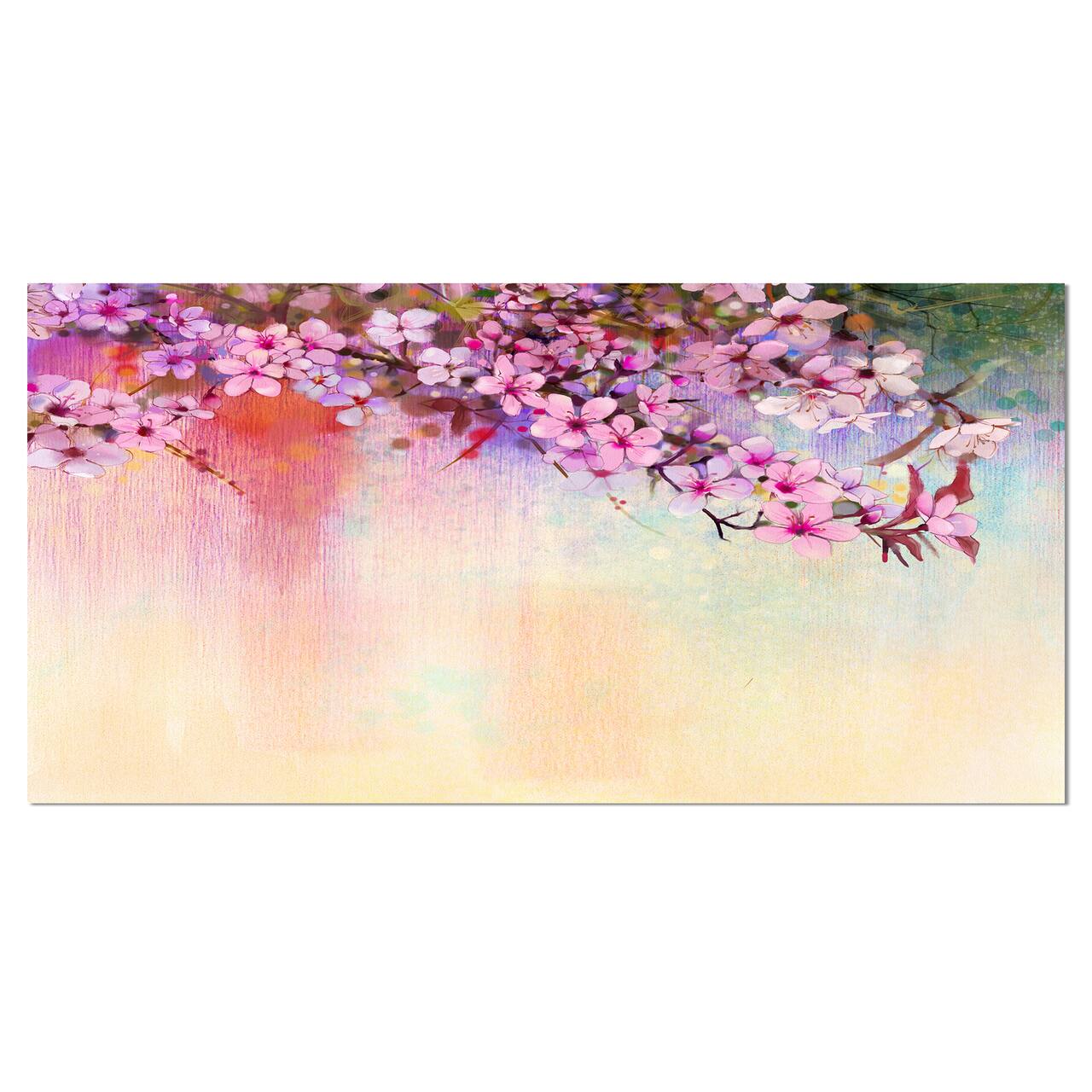 Designart - Watercolor Painting Cherry Blossoms - Floral Canvas Art Print